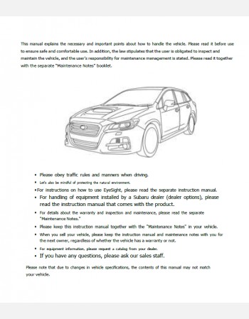 subaru levorg 2014- 2015 owners manual in english
